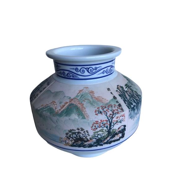 Asian ceramic vase Four Season Signed Perfect Mint Excellent Condition - Picture 1 of 5